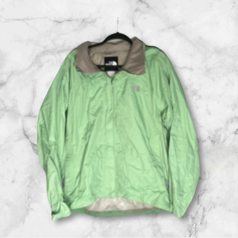 North Face Jacket Womens XL Light  Green HyVent Rain Coat Hood Full Zip Up